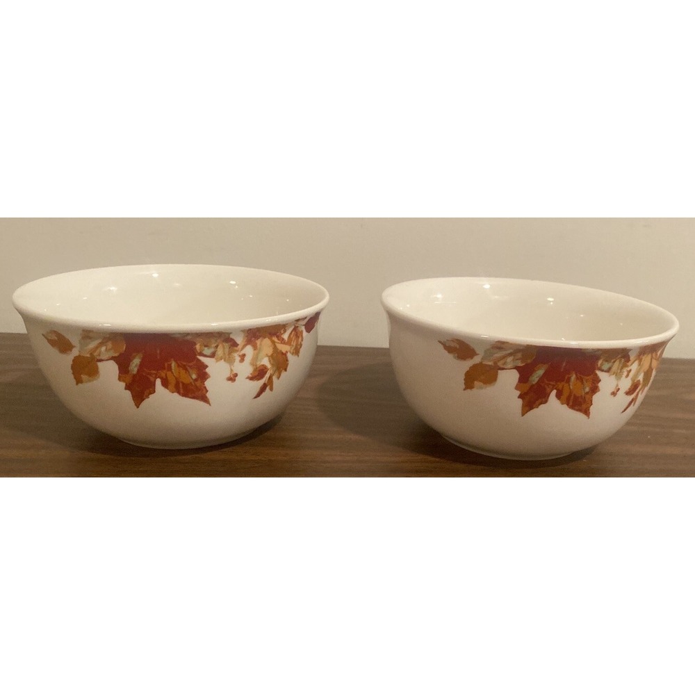 Cereal Soup Bowls Set Of 2 Autumn Fall Maple Leaves Royal Norfolk New